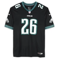 Maillot Nike noir dédicacé par Saquon Barkley des Philadelphia Eagles lors du Super Bowl LIX, avec 15 signatures - Édition limitée à 10 exemplaires