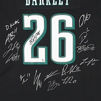 Maillot Nike noir dédicacé par Saquon Barkley des Philadelphia Eagles lors du Super Bowl LIX, avec 15 signatures - Édition limitée à 10 exemplaires