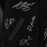 Philadelphia Eagles Super Bowl LIX Champions Autographed Letterman Jacket with at least 10 Signatures featuring Jalen Hurts, Saquon Barkley, Dallas Goedert, Cooper DeJean, A.J. Brown, DeVonta Smith, and more! - Limited Edition #1/1