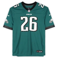 Maillot Nike Saquon Barkley vert nuit dédicacé par les Philadelphia Eagles lors du Super Bowl LIX, avec 15 signatures - Édition limitée à 10 exemplaires