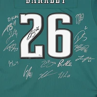 Maillot Nike Saquon Barkley vert nuit dédicacé par les Philadelphia Eagles lors du Super Bowl LIX, avec 15 signatures - Édition limitée à 10 exemplaires