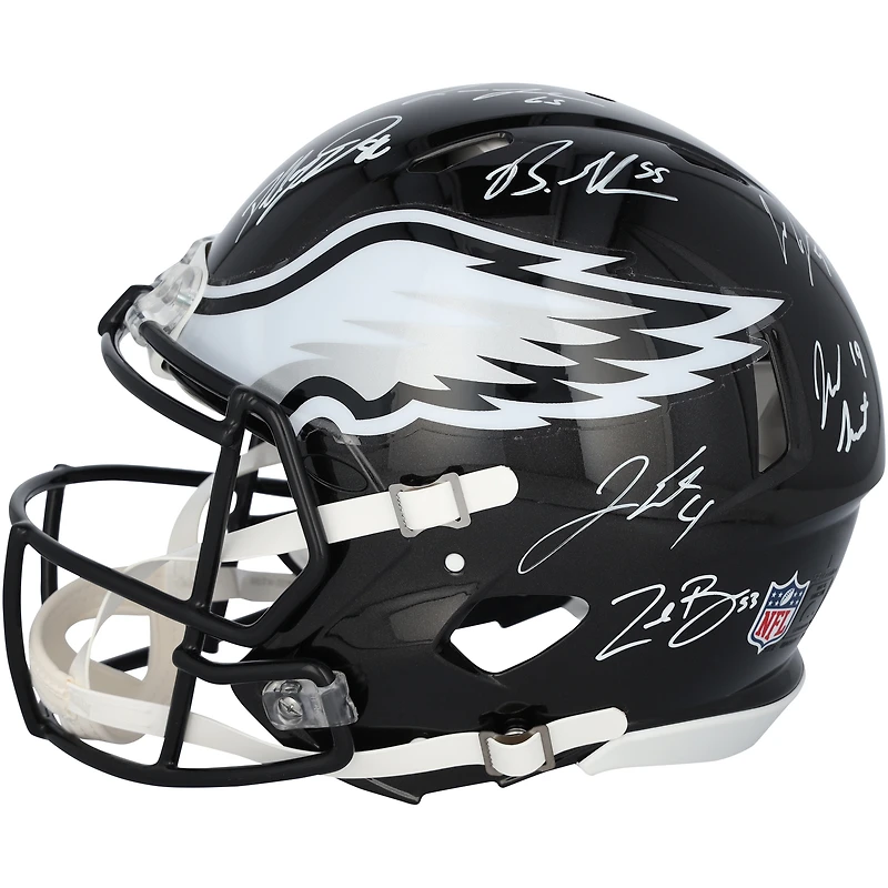 Philadelphia Eagles Super Bowl LIX Champions Autographed Riddell Black Alternate Speed Authentic Helmet with 15 Signatures