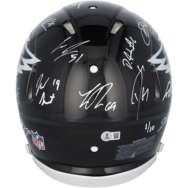Philadelphia Eagles Super Bowl LIX Champions Autographed Riddell Black Alternate Speed Authentic Helmet with 15 Signatures