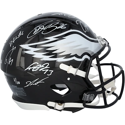 Philadelphia Eagles Super Bowl LIX Champions Autographed Riddell Black Alternate Speed Authentic Helmet with 15 Signatures