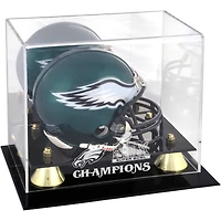 Philadelphia Eagles Super Bowl LIX Champions Golden Classic Mini Helmet Logo Display Case