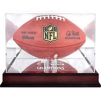 Philadelphia Eagles Super Bowl LIX Champions Mahogany Football Logo Display Case