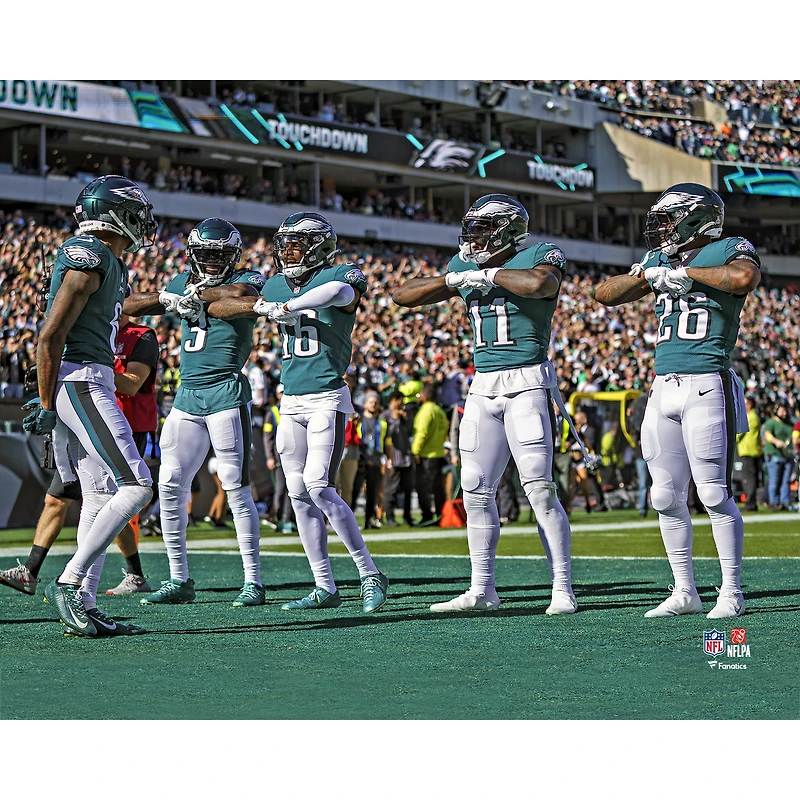 Philadelphia Eagles Unsigned Wide Receivers Celebrate a Touchdown Photograph