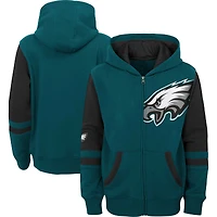 Sweat à capuche entièrement zippé vert Philadelphia Eagles Stadium préscolaire