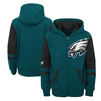 Chandail à capuchon glissière pleine longueur blocs de couleurs du stade des Eagles Philadelphie vert minuit préscolaire