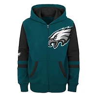 Chandail à capuchon glissière pleine longueur blocs de couleurs du stade des Eagles Philadelphie vert minuit préscolaire