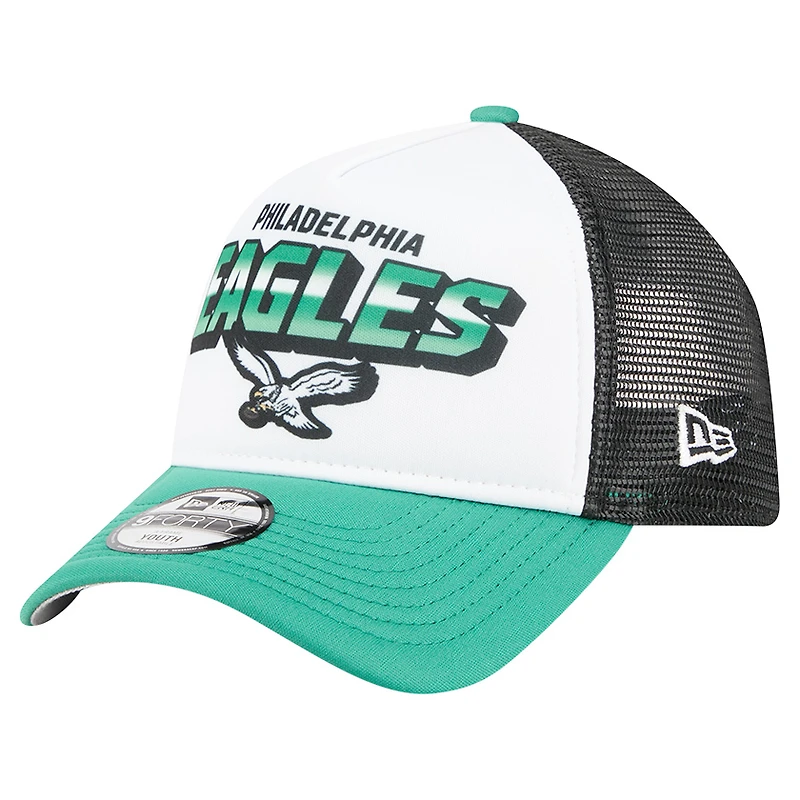 Casquette ajustable New Era blanche Philadelphia Eagles 9FORTY A-Frame pour enfant d'âge préscolaire