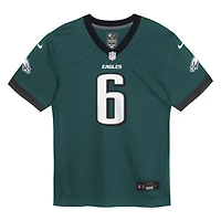Maillot de match des Eagles Philadelphie Nike DeVonta Smith pour enfants d'âge préscolaire, vert minuit