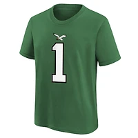 T-shirt avec nom et numéro de joueur des Eagles Philadelphie Nike Jalen Hurts Kelly Green pour enfants d'âge préscolaire