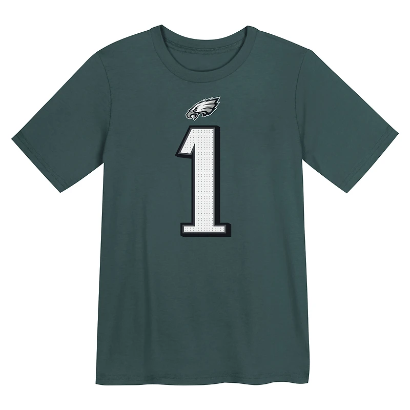 T-shirt avec nom et numéro de joueur des Eagles Philadelphie Nike Jalen Hurts Kelly Green pour enfants d'âge préscolaire