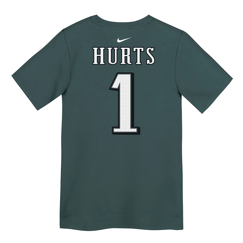 T-shirt avec nom et numéro de joueur des Eagles Philadelphie Nike Jalen Hurts Kelly Green pour enfants d'âge préscolaire