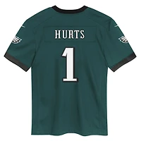 Maillot de match Nike Jalen Hurts vert nuit pour enfant d'âge préscolaire, Philadelphia Eagles, équipe du 1er janvier/août.