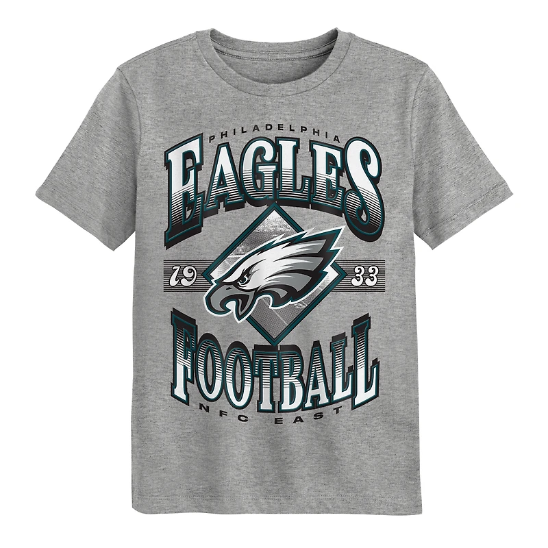 T-shirt Outerstuff gris chiné foncé Philadelphia Eagles Of Days Past pour enfants d'âge préscolaire