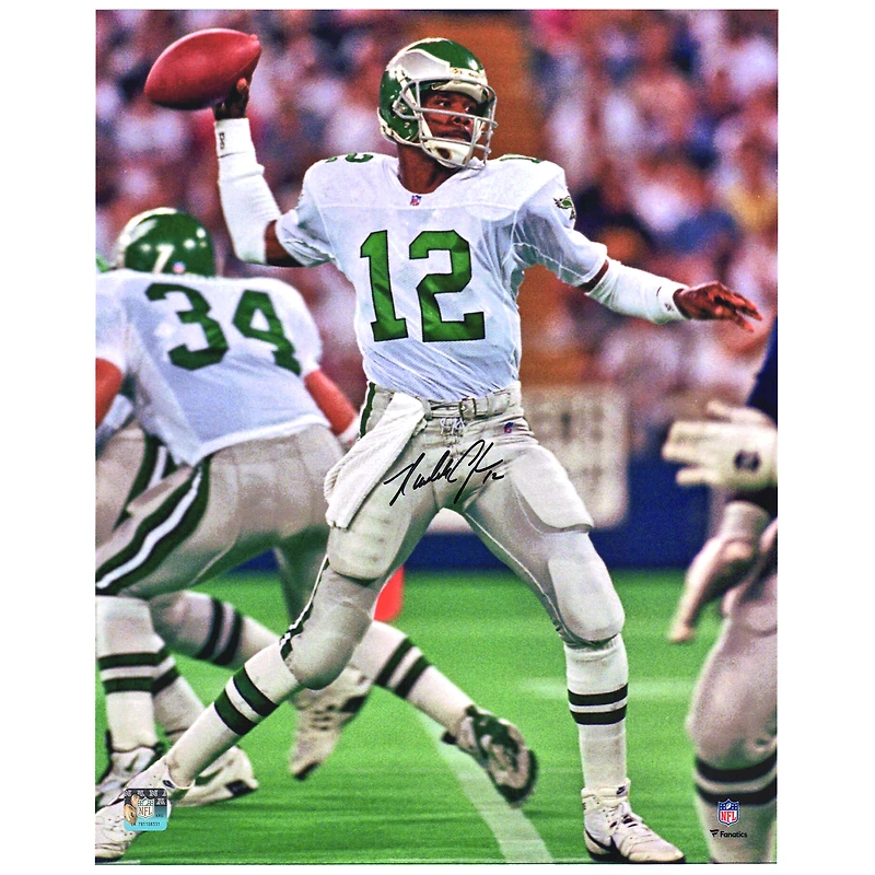 Randall Cunningham Philadelphia Eagles Autographed 16" x 20" White Jersey Throwing Photograph