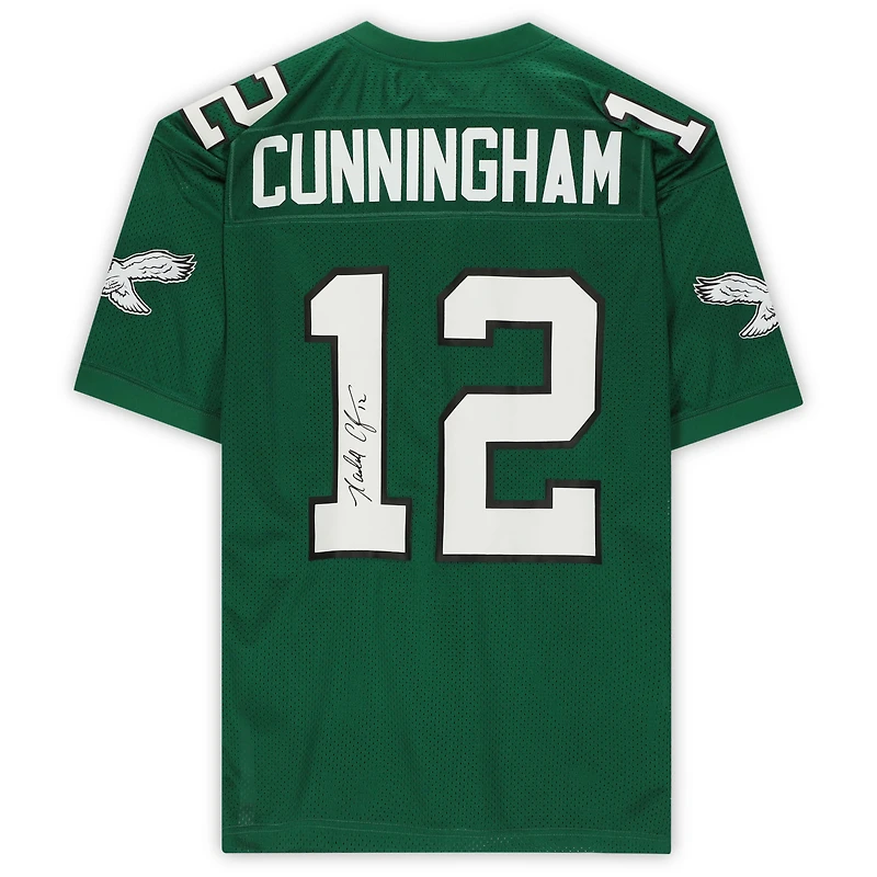 Maillot authentique Mitchell & Ness vert autographié de Randall Cunningham (Eagles de Philadelphie)