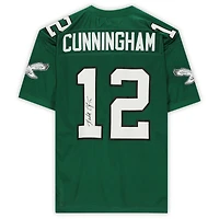 Maillot authentique Mitchell & Ness vert autographié de Randall Cunningham (Eagles de Philadelphie)