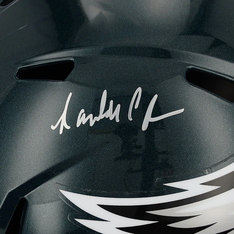 Casque réplique Riddell Speed ​​autographié par Randall Cunningham des Philadelphia Eagles