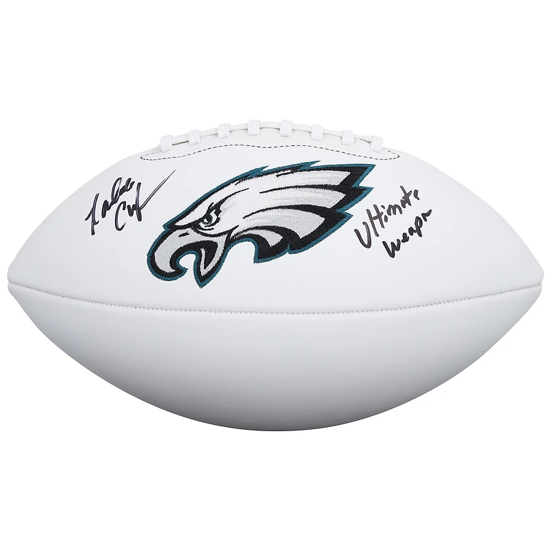 Randall Cunningham Philadelphia Eagles Autographed Wilson White Panel Football with "Ultimate Weapon" Inscription