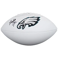 Ballon de football Wilson White Panel autographié par Randall Cunningham, joueur des Eagles de Philadelphie.