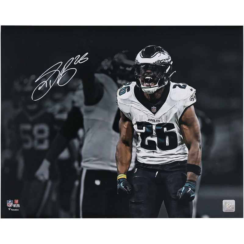 Photo de célébration autographiée de Saquon Barkley (Philadelphia Eagles) - 40 x 50 cm