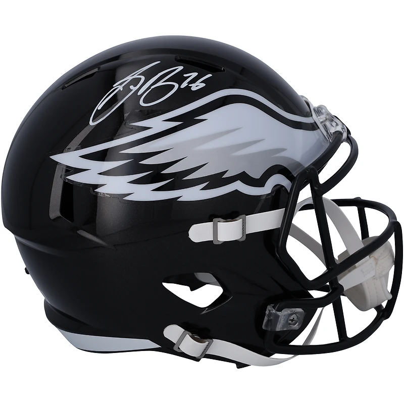 Casque réplique de vitesse alternative Riddell noir autographié par Saquon Barkley des Philadelphia Eagles