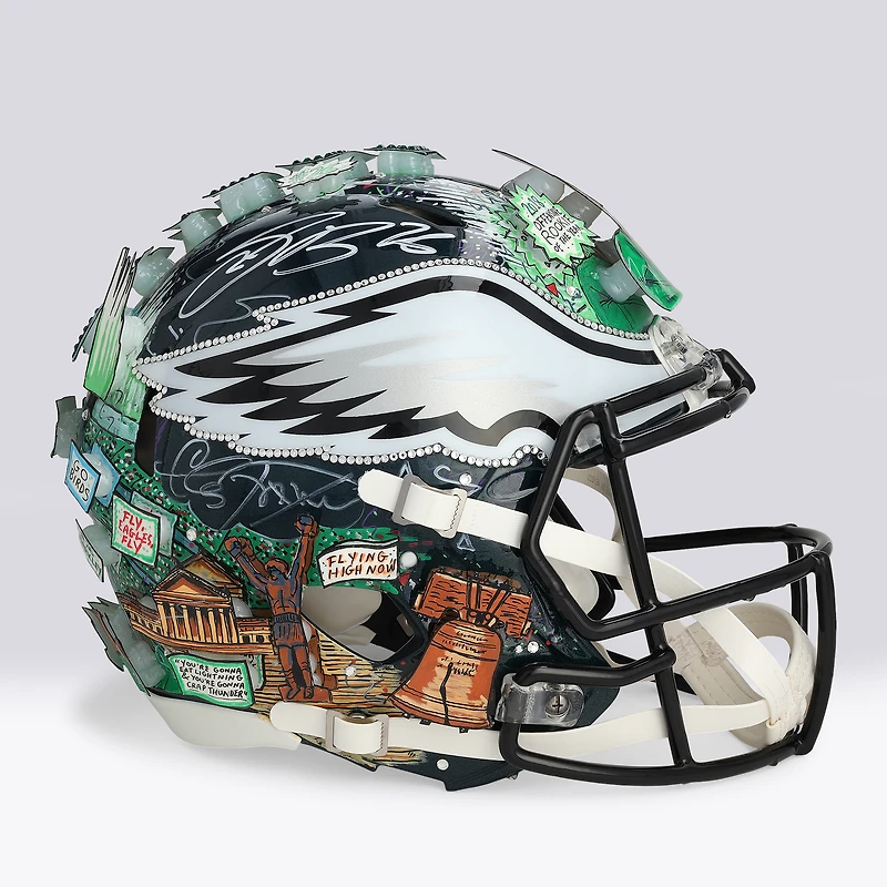 Saquon Barkley Philadelphia Eagles Autographed Riddell Speed Authentic Helmet  - Art by Charles Fazzino - NF70444310
