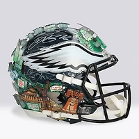 Saquon Barkley Philadelphia Eagles Autographed Riddell Speed Authentic Helmet  - Art by Charles Fazzino - NF70444310