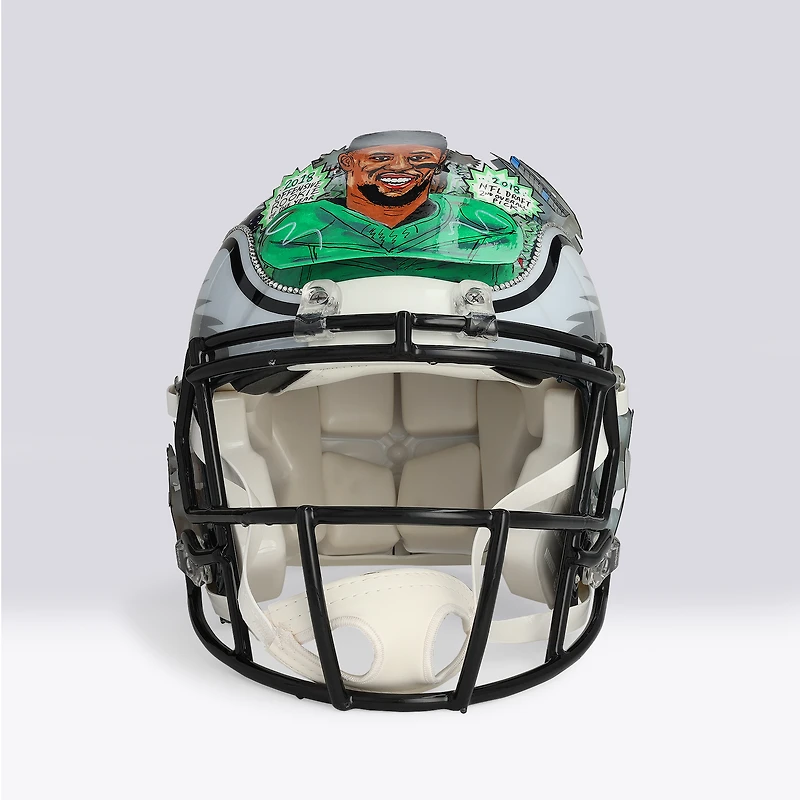 Saquon Barkley Philadelphia Eagles Autographed Riddell Speed Authentic Helmet - Art by Charles Fazzino - NF70444310