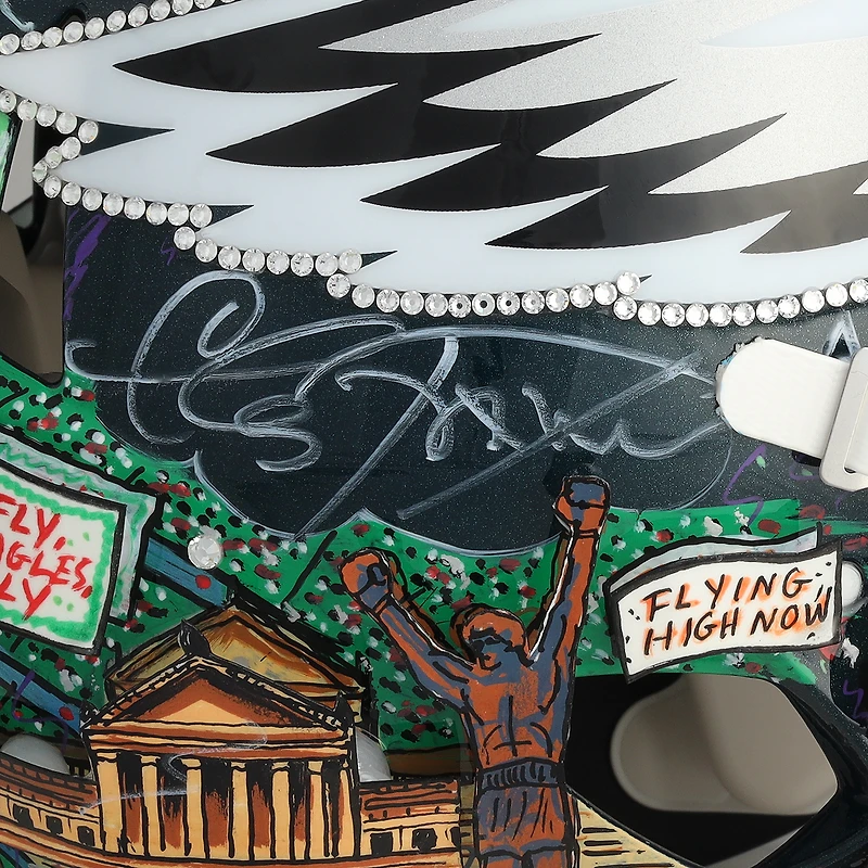 Saquon Barkley Philadelphia Eagles Autographed Riddell Speed Authentic Helmet  - Art by Charles Fazzino - NF70444310