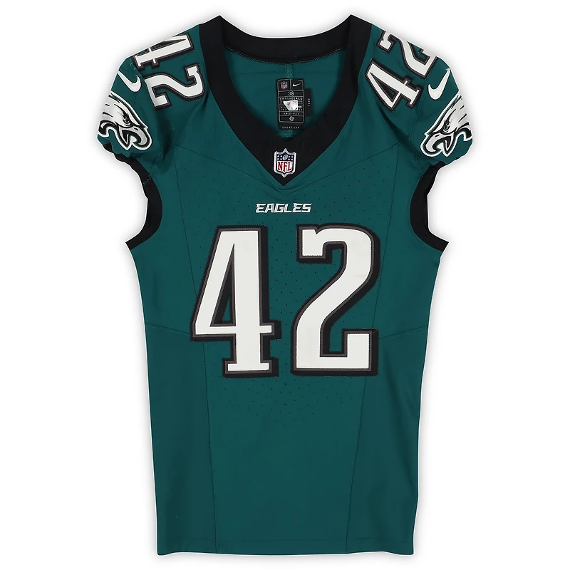 Smael Mondon Jr. Philadelphia Eagles Game-Used #42 Midnight Green Jersey vs. Tampa Bay Buccaneers on September 28, 2025