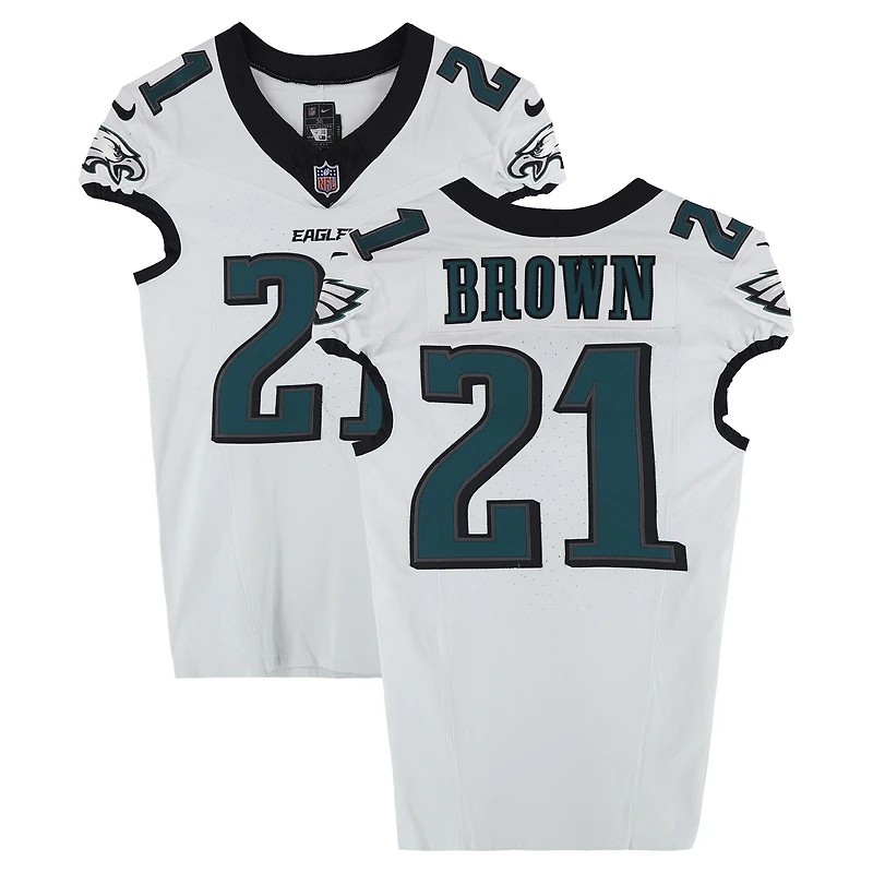 Sydney Brown Philadelphia Eagles Game-Used #21 White Jersey vs. New York Giants on October 9, 2025
