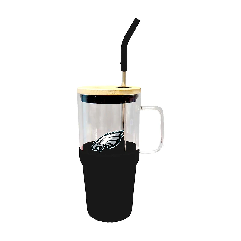 Gobelet en verre de 40 oz avec plateau à collation en silicone des Philadelphia Eagles de The Memory Company