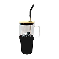 Gobelet en verre de 40 oz avec plateau à collation en silicone des Philadelphia Eagles de The Memory Company