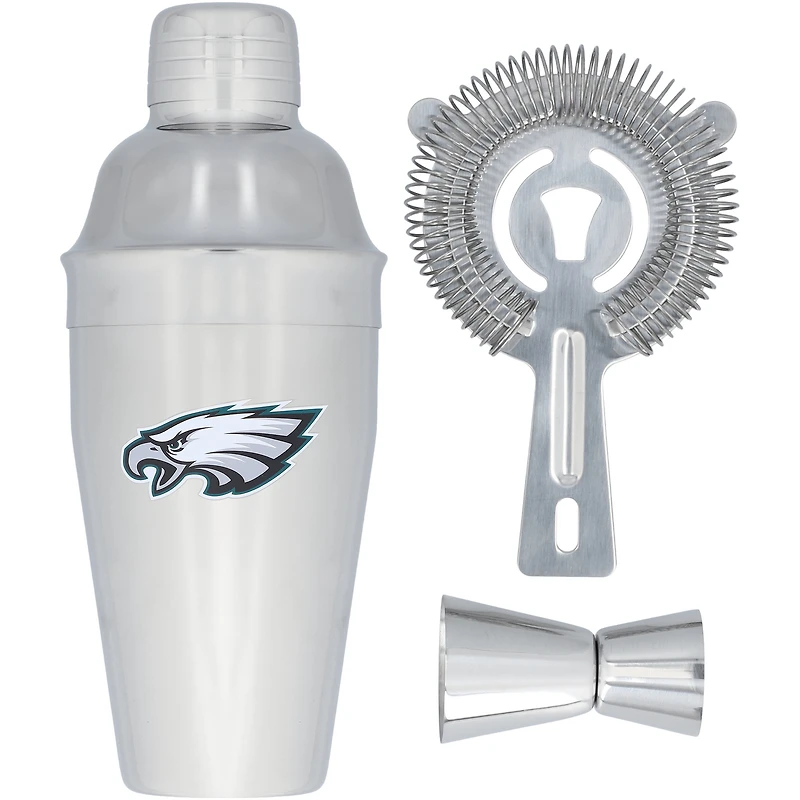 The Memory Company Philadelphia Eagles Ensemble shaker, passoire et doseur en acier inoxydable