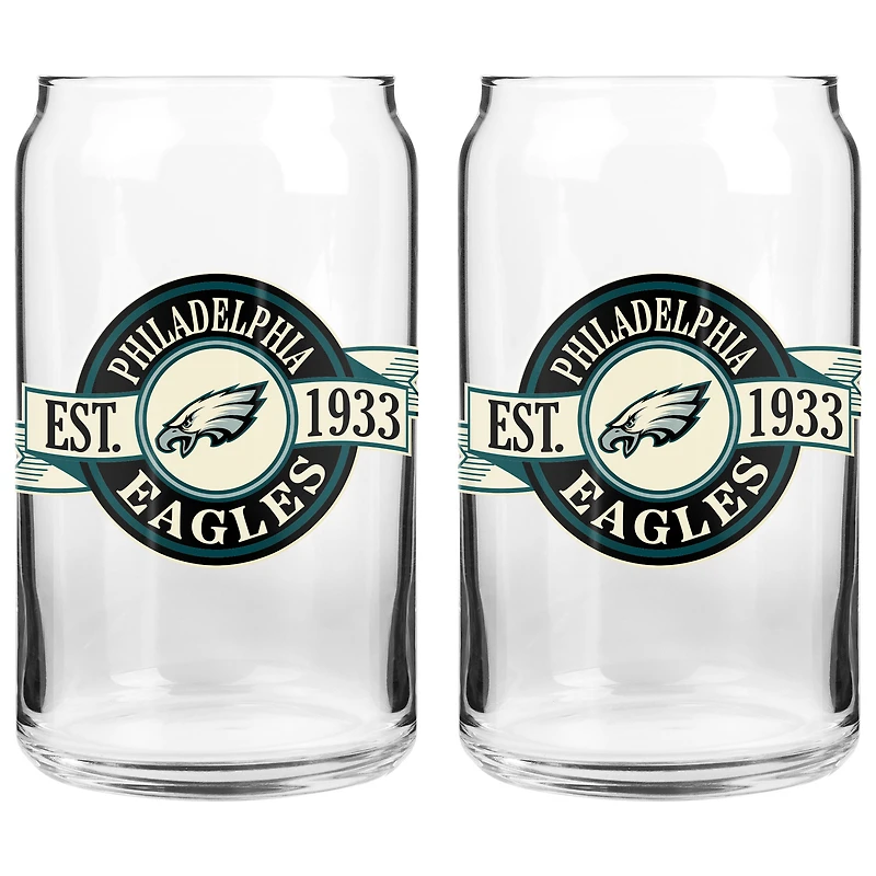 Le Sports Vault Eagles de Philadelphie 16 oz. Ensemble de deux verres à canettes