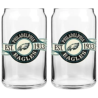 Le Sports Vault Eagles de Philadelphie 16 oz. Ensemble de deux verres à canettes