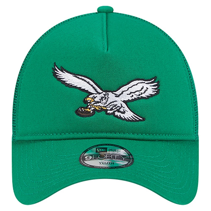 Toddler New Era  Kelly Green Philadelphia Eagles Main 9FORTY A-Frame Trucker Adjustable Hat