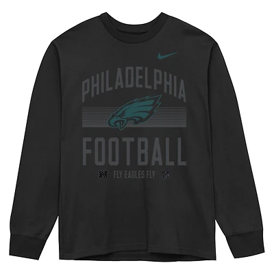 T-shirt à manches longues Nike Essential Philadelphia Eagles noir pour tout-petit