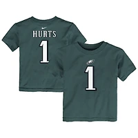 T-shirt Nike pour tout-petit Jalen Hurts Midnight Green avec nom et numéro de joueur des Philadelphia Eagles
