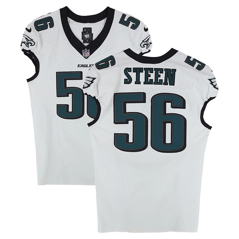 Tyler Steen Philadelphia Eagles Game-Used #56 White Nike Jersey from Multiple Games During the 2024 NFL Preseason