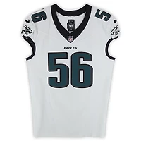 Maillot blanc Nike n° 56 porté par Tyler Steen des Eagles de Philadelphie lors de plusieurs matchs de la pré-saison NFL 2024.