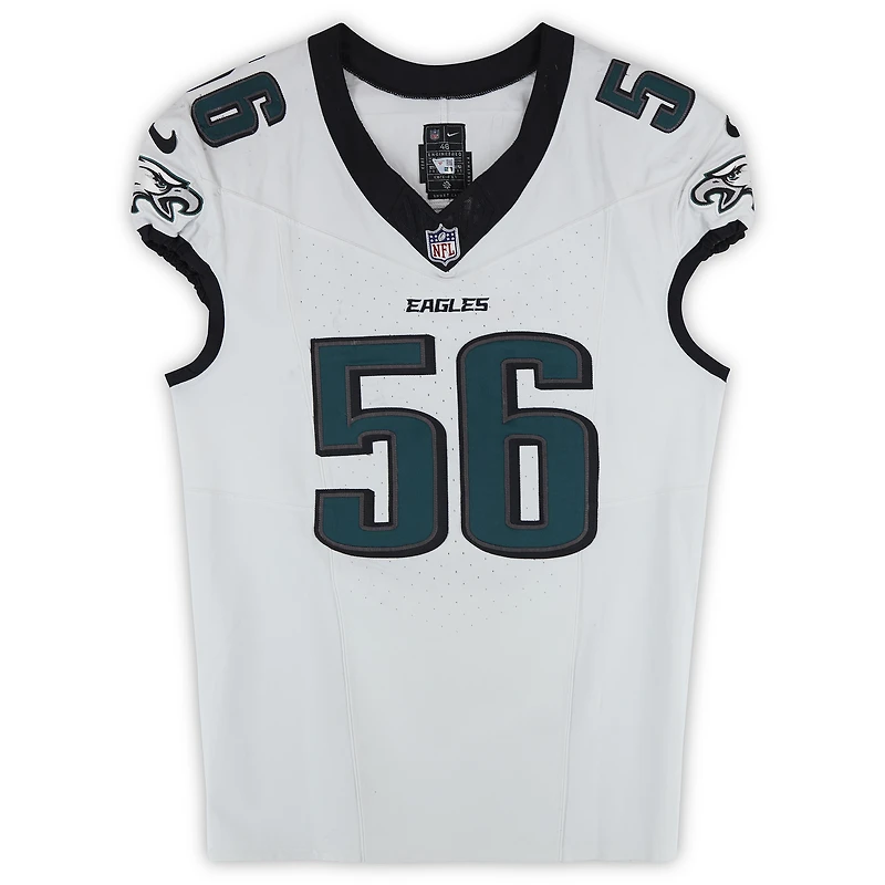 Tyler Steen Philadelphia Eagles Game-Used #56 White Nike Jersey from Multiple Games During the 2024 NFL Season