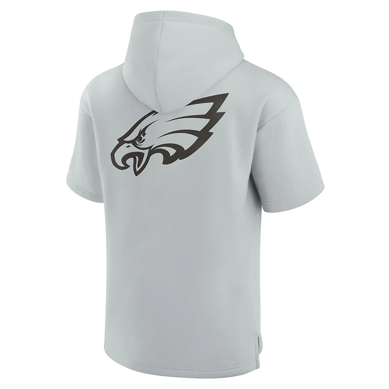 Unisex Fanatics Gray Philadelphia Eagles Elements Super Soft Fleece Short Sleeve Pullover Hoodie