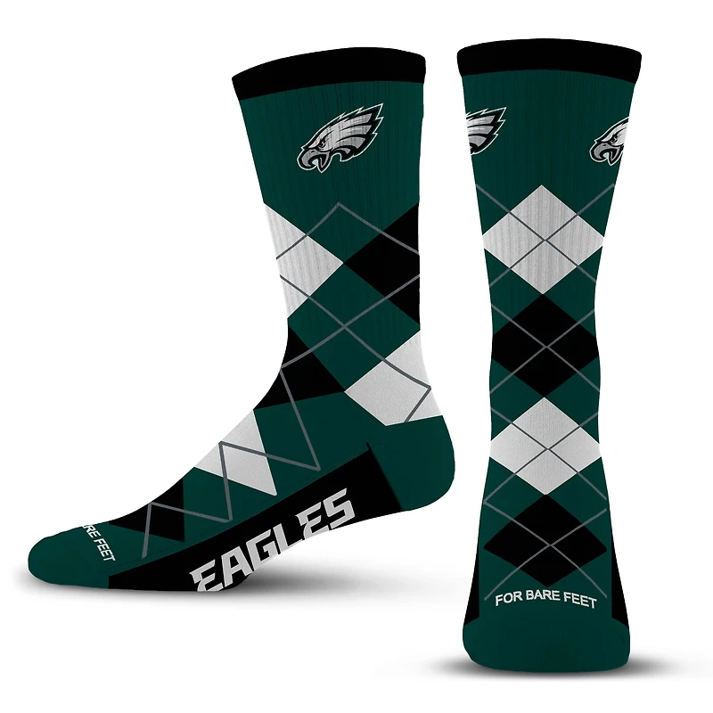 Chaussettes unisexes pour pieds nus Philadelphia Eagles Argyle Fyre Crew