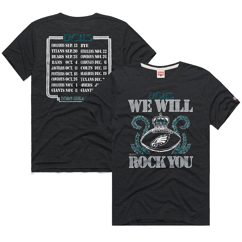 T-shirt unisexe Hommage Charcoal Philadelphia Eagles 2026 NFL Calendar Queen Tri-Blend