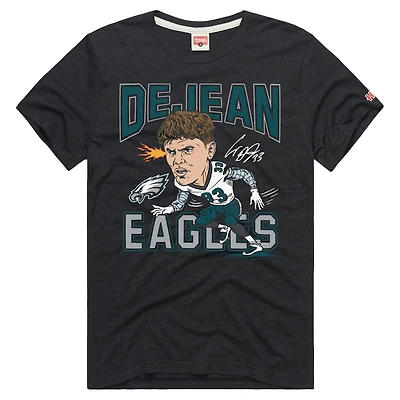 Unisex Homage Cooper DeJean Charcoal Philadelphia Eagles Caricature Player Graphic Tri-Blend T-Shirt